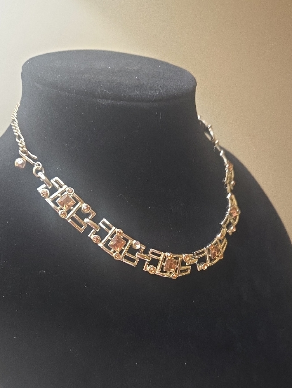 SIGNED BOGOFF DECO NECKLACE- 2 small missing stones. Does NOT affect the look